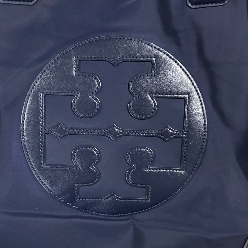 Tory Burch Navy Tote Bag with Logo
